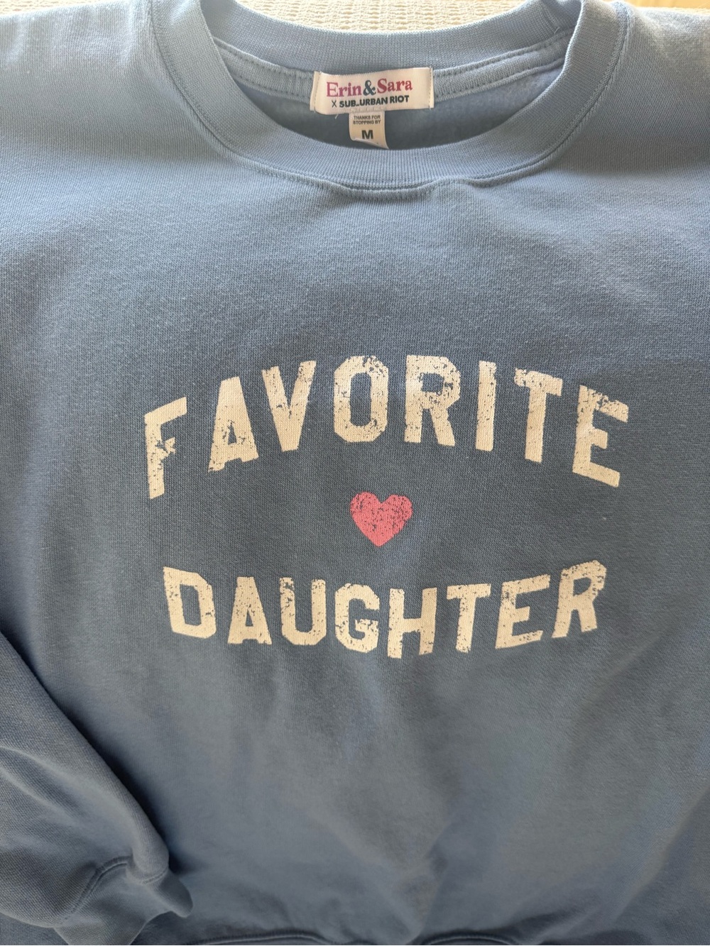 Sub_Urban Riot Blue "Favorite Daughter" Sweatshirt with Pink Heart - Picture 5 of 5